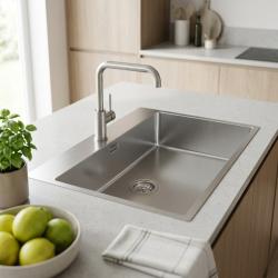 Pure.Sink Comfort RVS grote Spoelbak 75x40cm Tapwing met kraanopening PCM7540T-02